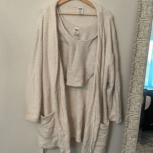 PINK Sherpa sleepwear set with robe